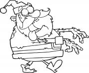 Printable santa zombie walking with hands in front coloring pages
