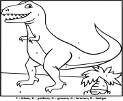 Printable dinosaur t rex color by number coloring pages