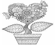 Printable flower heart for adults coloring pages