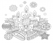 Printable candlelight and theme of christmas balls coloring pages