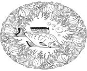 Printable fish mandala animal coloring pages