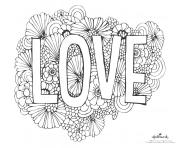 Printable love flowers background coloring pages