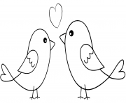 Printable two birds in love coloring pages
