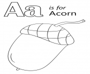Printable letter a is for acorn coloring pages