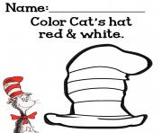 Printable Cat Hat Color Cats Red White coloring pages