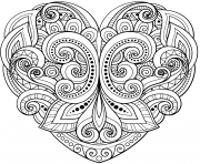 Printable heart floral mandala zentangle beautiful coloring pages
