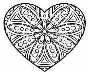 Printable heart mandala circle coloring pages