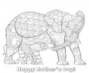 Printable mothers day mother baby elephant intricate doodle coloring pages