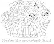 Printable mothers day cupcake sweetest mum doodle coloring pages