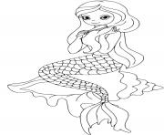 Printable A pretty mermaid brushing her hair coloring pages
