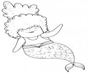 Printable Happy mermaid with nice hair coloring pages