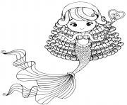 Printable Cute little mermaid with a long tail coloring pages