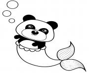 Printable panda mermaid coloring pages