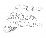 Printable dinosaur cute triceratops for preschoolers coloring pages
