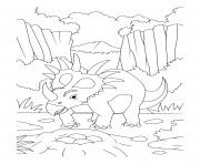 Printable dinosaur styracosaurus with eggs coloring pages