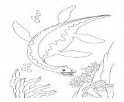 Printable dinosaur plesiosaurus swimming under water coloring pages