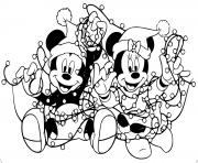 Printable Mickey Minnie tangled in lights coloring pages