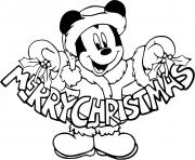Printable Mickey Mouses sign Merry Christmas coloring pages