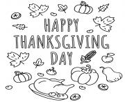 Printable thanksgiving happy thanksgiving day pumpkin turkey corn leaves coloring pages