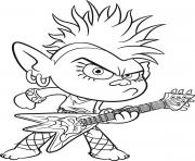 Printable trolls 2 queen barb guitar rock coloring pages