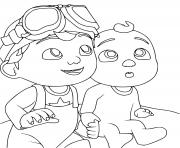 Printable cocomelon jay and tom tom coloring pages