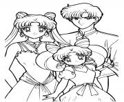 Printable Sailor Moon Family moment coloring pages