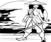 Printable Raya Holds Her Sword coloring pages