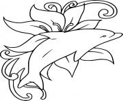Printable Dolphin and Leaves coloring pages