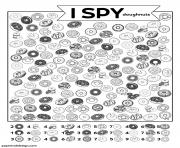 Printable I Spy Doughnuts Food coloring pages