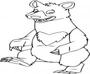 Printable Cartoon Black Bear Sits on the Ground coloring pages