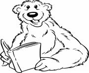 Printable Bear Reading a Book coloring pages