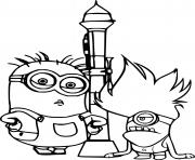 Printable Minions and Rocket coloring pages