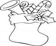 Printable Horn and Gifts in Stocking with Leafs coloring pages