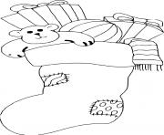 Printable Bear Ball Gifts in Stocking coloring pages