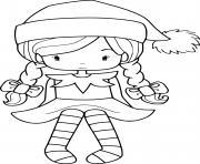 Printable Girl Elf Sits Down coloring pages