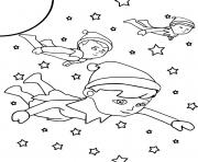 Printable Three Flying Elves coloring pages