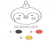 Printable easy penguin christmas ball color by number coloring pages