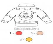 Printable sweater with drawing of Santa Claus easy color by number coloring pages
