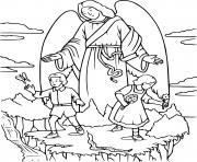 Printable Angel and Two Kids coloring pages
