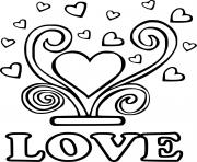 Printable Love and Many Hearts coloring pages