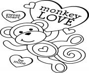 Printable Monkey Love coloring pages