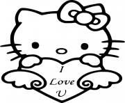 Printable Hello Kitty Love You coloring pages