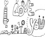 Printable Cartoon I Love You coloring pages