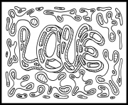 Printable psychedelic pattern love lettering doodles by Alex Onkelix coloring pages