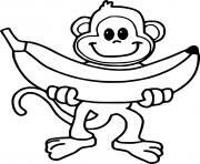 Printable Monkey Holds a Huge Banana coloring pages