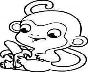Printable Baby Monkey Eating a Banana coloring pages