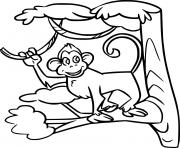 Printable Monkey on the Big Tree coloring pages