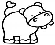 Printable hippopotamus easy coloring pages