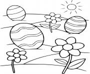 Printable Three Easter Eggs in the Sun coloring pages