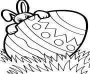 Printable Bunny Hides Behind the Easter Egg coloring pages